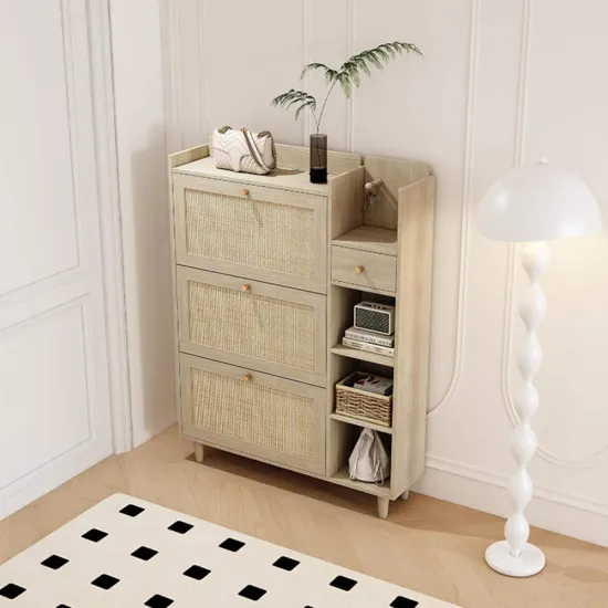 Modern MDF Shoe Cabinet 4 Shelves High Capacity Storage Shoe Racks