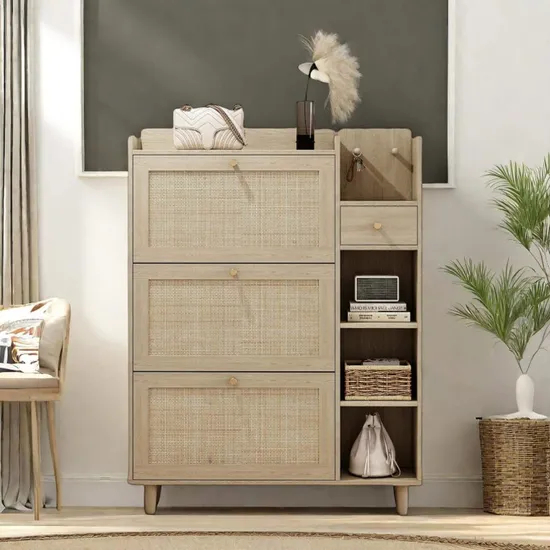 4-Tier Modern Shoe Storage Cabinet Custom Color MDF Shoe Racks