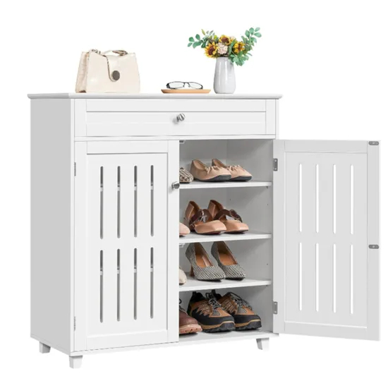 Elegant Modern Shoe Storage Furniture Solid Wood Non Foldable Custom Shoe Racks