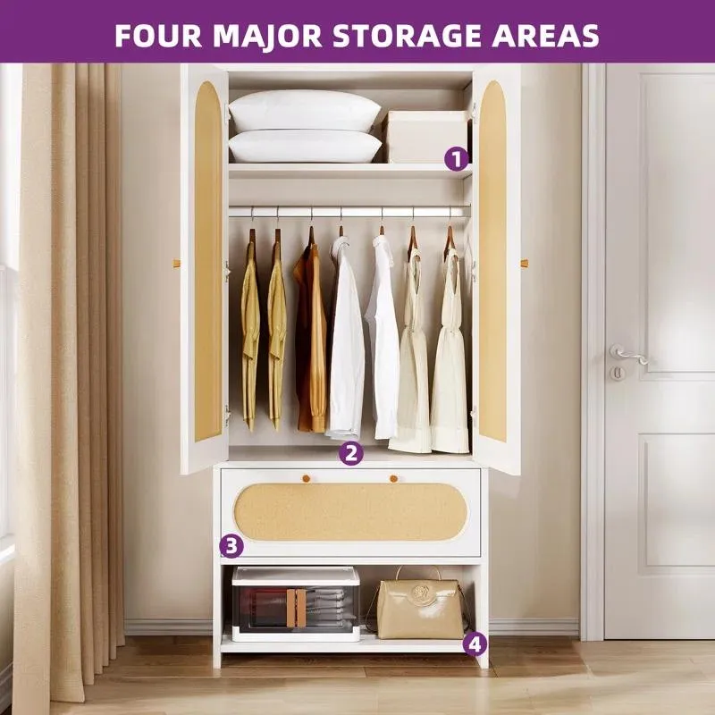 1 Drawer 2 Shelves Storage Cabinet Melamine MDF Modern Wardrobes