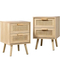 Modern Adjustable Solid Bamboo Natural Color Bedroom Home Office Nightstands