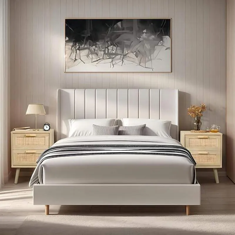 Custom Logo Modern Bamboo Bedroom Furniture Adjustable Nightstands