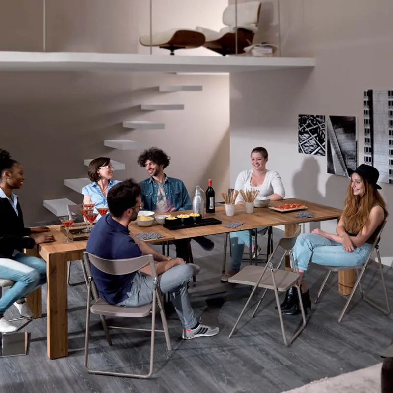 Contemporary Dining Set Extendable Foldable Table for Small Spaces Apartment Dining Tables